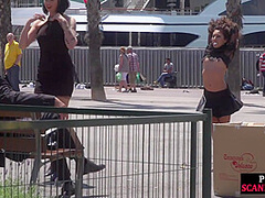 Public whipped smalltits babe by master and mistress outdoor