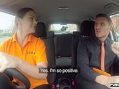 Mediumboobs slut fucked in the car by driving tutor