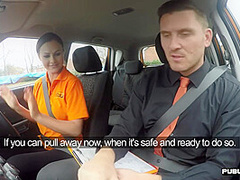 Mediumboobs slut fucked in the car by driving tutor