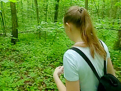 Shy Schoolgirl Helped Me Cum And Showed Her Naughty Talents! Risky Blowjob And Handjob In The Forest With Birds Singing!