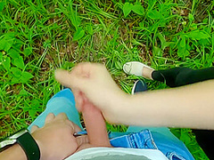 Shy Schoolgirl Helped Me Cum And Showed Her Naughty Talents! Risky Blowjob And Handjob In The Forest With Birds Singing!