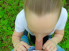 Shy Schoolgirl Helped Me Cum And Showed Her Naughty Talents! Risky Blowjob And Handjob In The Forest With Birds Singing!