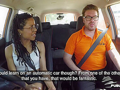 Smalltits ebony babe car fucked in public by instructor