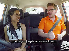 Smalltits ebony babe car fucked in public by instructor