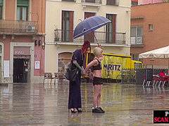 Sub Latina outdoor whipped in public by her kinky domina