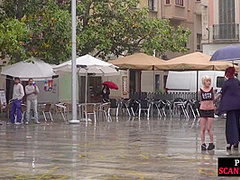 Sub Latina outdoor whipped in public by her kinky domina