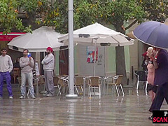 Sub Latina outdoor whipped in public by her kinky domina