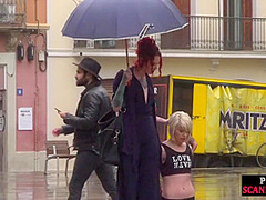 Sub Latina outdoor whipped in public by her kinky domina
