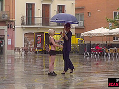 Sub Latina outdoor whipped in public by her kinky domina