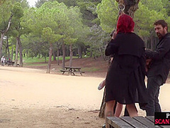 BDSM whipped teen deepthroats big cocks outdoor in public