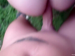 Cute Blonde Girlfriend Fucked Outdoors By The Shed