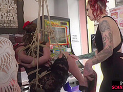 Blindfolded Latina babe serves as BDSM presentation