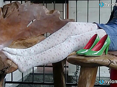 Blonde Teen Foot Tease In Stockings
