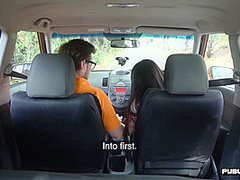 Public Asian babe car fucked outdoor by driving tutor