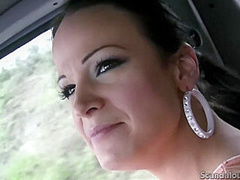 Hot Babe rubbing a cock while the guy driving caught on tape