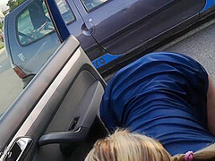 Slutty Girfriend Gives Head In Public Parking Lot With Wet Kelly