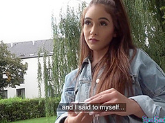 POV public fucked teen rides stranger cock for money