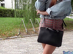 POV public fucked teen rides stranger cock for money