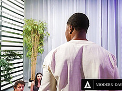 MODERN-DAY SINS - Hung Ebony Yoga Instructor POUNDS Student's Perfect Pussy! REALISTIC PUBLIC SEX!