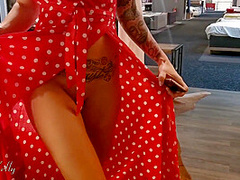 Wet Kelly - Pantyless Girl Goes Flashing In The Public Store And Fucks In The Office