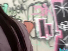 Tattooed POV babe gets fucked in public 4 cash after casting