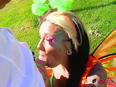 Tattooed cosplay model Lily Fatale gets fucked outdoors