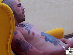 Tattooed Jock Masturbates Solo - Ari Nucci