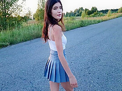 A Romantic Evening Walk In Nature Ended With Sex In Clothes In A Beautiful Meadow Next To The Road