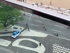 Hot Blonde Amateur Anal Creampie On Balcony Beach View