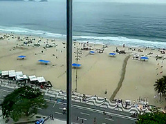 Hot Blonde Amateur Anal Creampie On Balcony Beach View