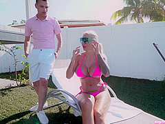 Blondie Bombshell And Johnny Love - Gorgeous Lonely Blonde European Milf Fucks The Pool Guy