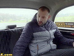 Busty cab driver MILF sucks and pussyrides her customer