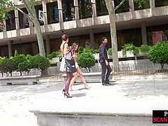 Preppy lady exposing her suspended sub in public