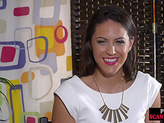 Preppy lady exposing her suspended sub in public