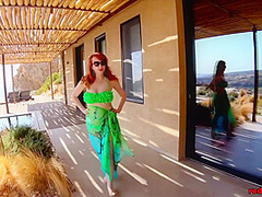 Busty Redhead Milf Gets Off Poolside