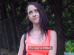 Skinny teen public POV fucked 4 cash outdoor after casting