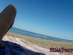 Risky Handjob On The Canary Beach Almost Caught - Miss Creamy