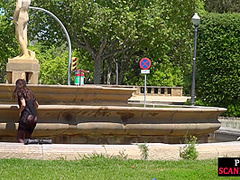 Real public threesome at a park with insatiable kinky slut