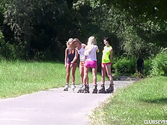 Anneli, Group Naked Rollerblading