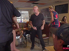 Public bondage and anal play for fem subject