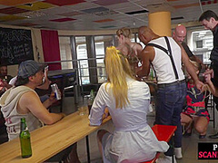 Public bondage and anal play for fem subject