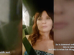 Jeny Smith gave a ride for a stranger and show it all. Got naked and tease in taxi