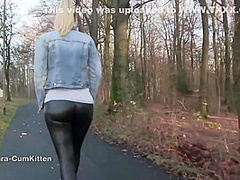 German Blonde In Tight Leather Pants