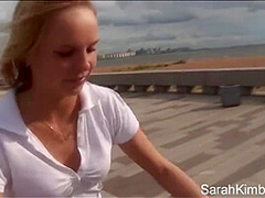 Sweet Sarah kimble roller blade on the part and showing her pussy closeup naked outdoor