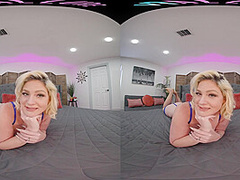 Naturally busty blonde gets off for you in virtual reality