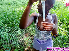 German black african teen at amateur outdoor pov fuck