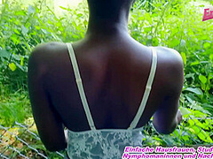 German black african teen at amateur outdoor pov fuck