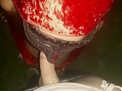 Red Riding Head Outdoor Blowjob Cumshot