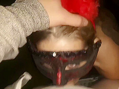Red Riding Head Outdoor Blowjob Cumshot