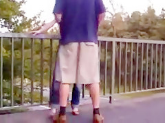 Skinny college girl fucked on a bridge !